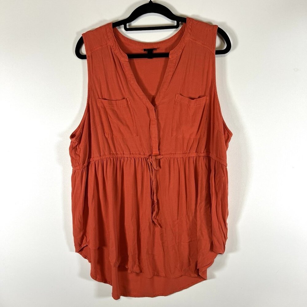Torrid Top Size 2 Orange Solid Sleeveless Tie-waist Cssual Plus Boho Fall‎